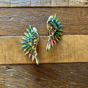 Marquise Crystal Angel Wing Clip-on Earrings.